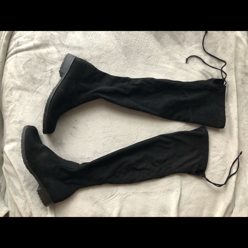 Thigh High black suede boots by Unisa